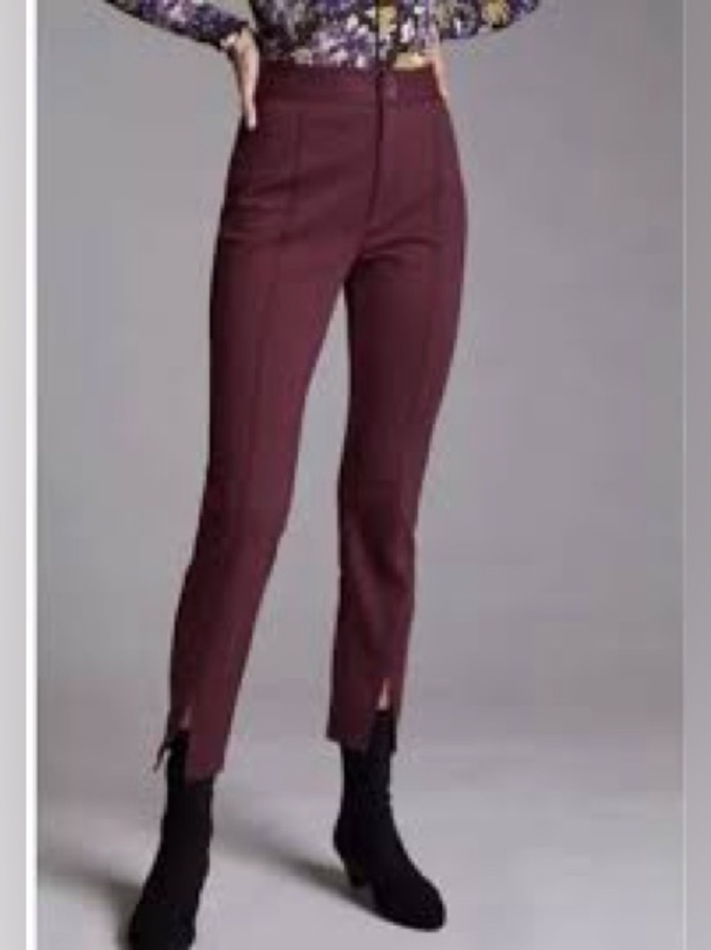 Anthropologie Slim Ankle Pants in Burgundy 821